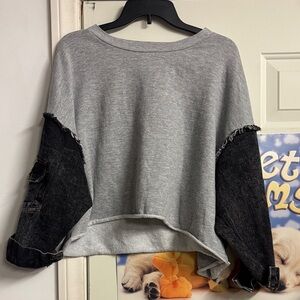 Thrill Gray Sweater with black jean sleeves